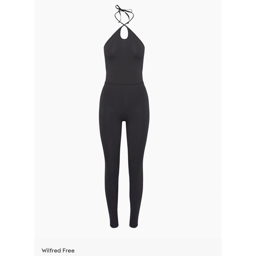 Aritzia Wilfred Free Ivy Halter Jumpsuit Black Size XXS Stretchy Yoga Pilates